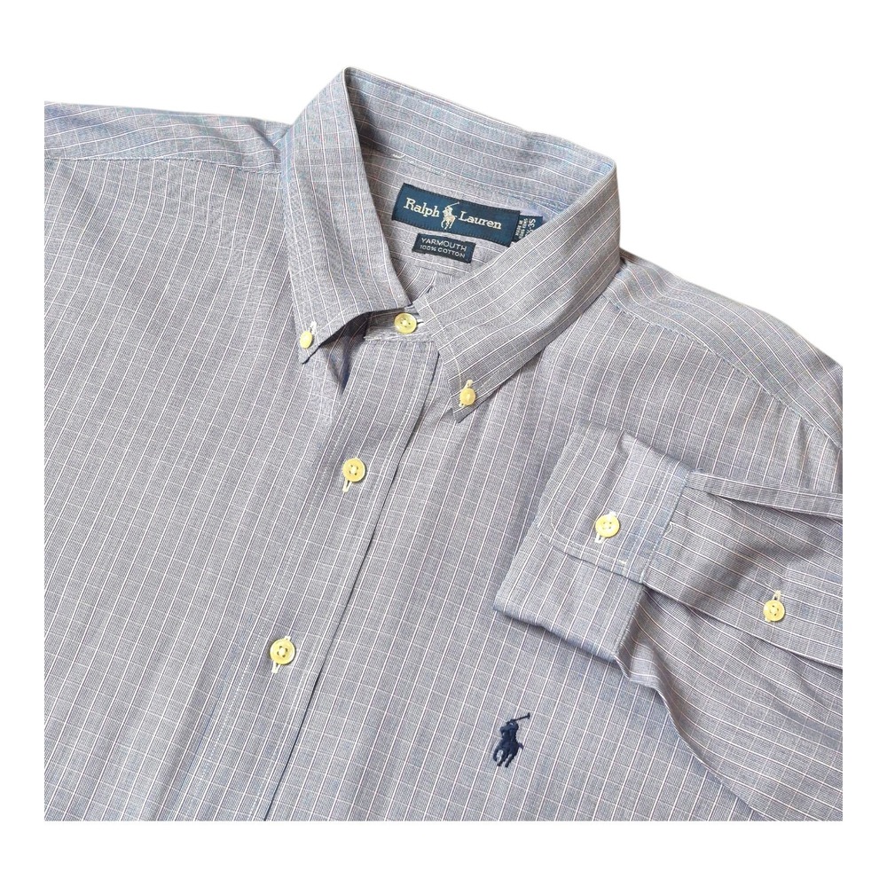 VTG Ralph Lauren Yarmouth Long Sleeve Button Down Check Shirt Men's 16.5-35